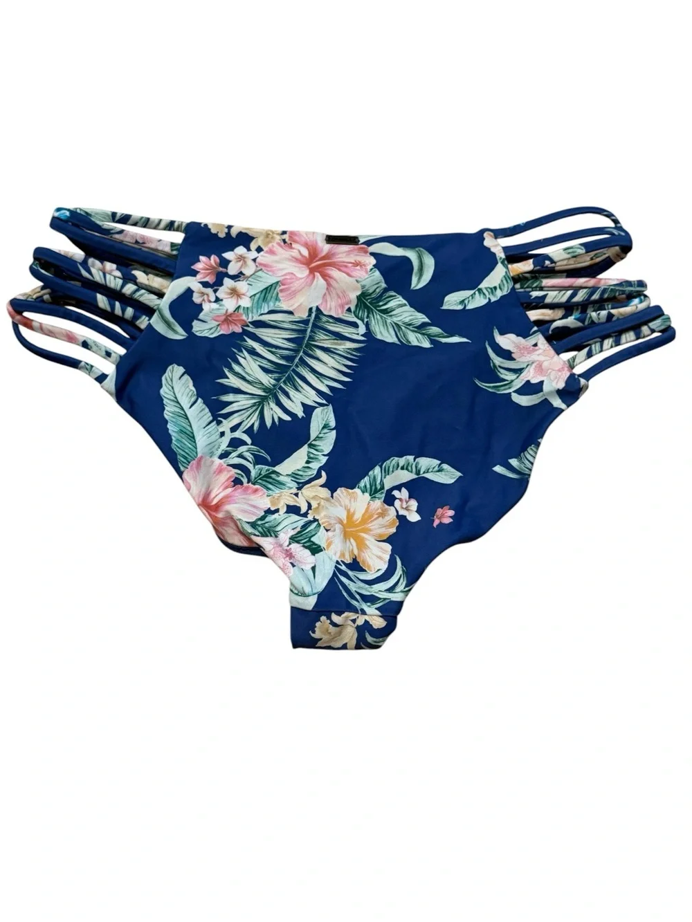O'Neill Blue Floral Strappy Bikini Bottom Size Small Cheeky NWT